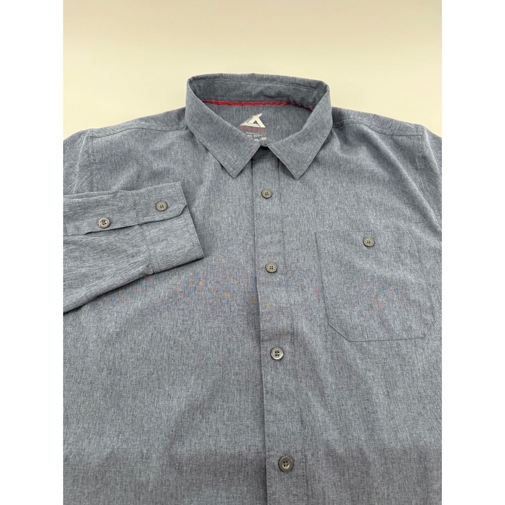ZeroXposur Travel Series Mens XL Heather Navy Button Down Shirt N86590S Stretch